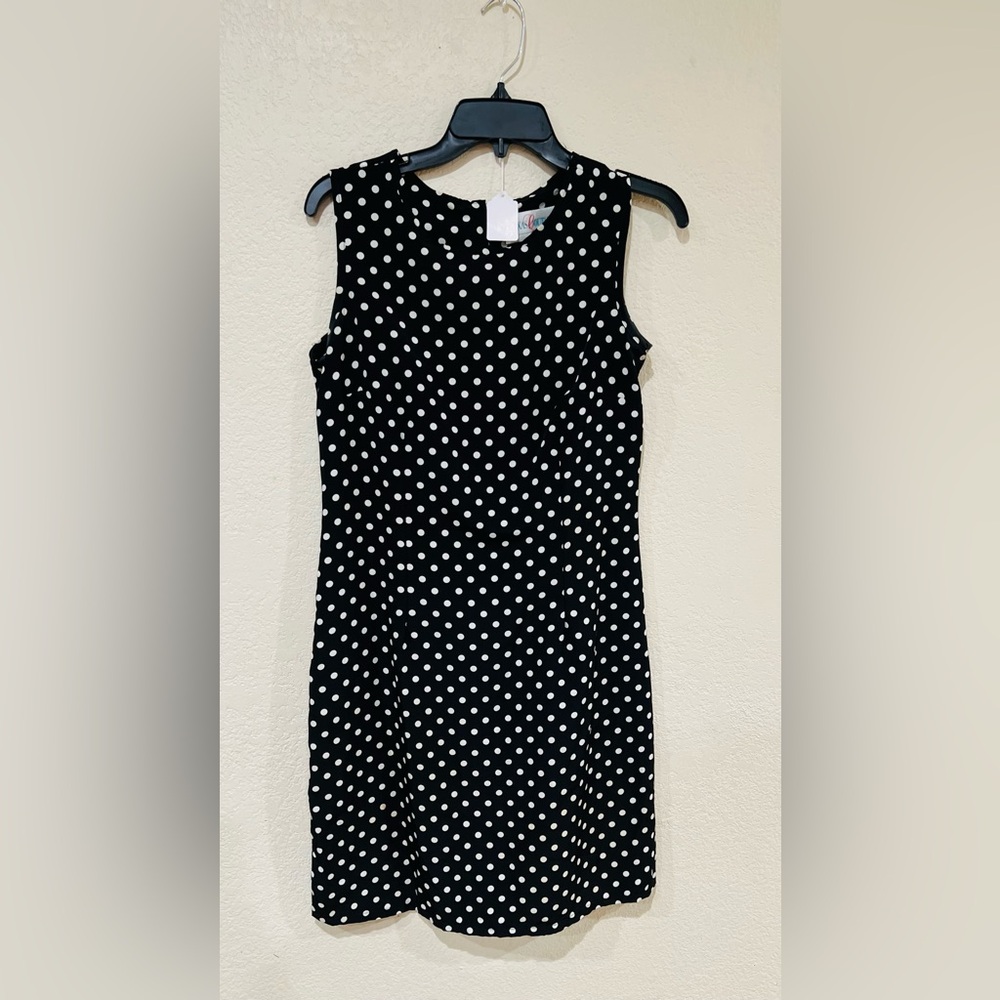 Vintage y2k Texas Couture Black & White Polka Dot Medium Straight Dress